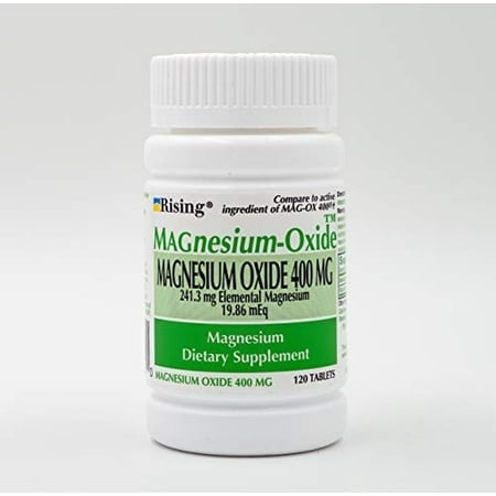 Rising Pharma Magnesium Oxide 400 mg, Elemental Magnesium Dietary Supplement, 120 Count