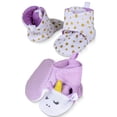 thumbnail image 1 of Rising Star Baby Booties Girls 0-3 Months, 100% Cotton (Purple Unicorn - Stars), 1 of 7