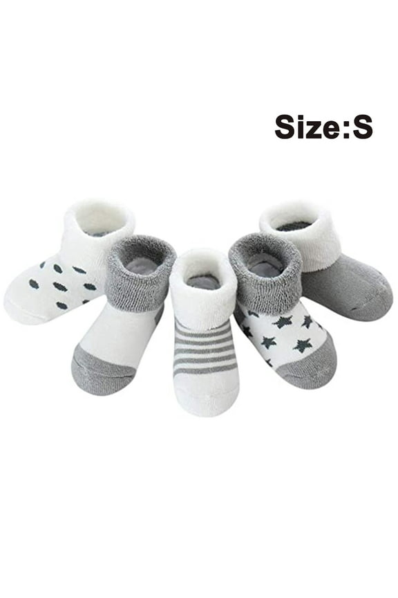Rising Star Baby Socks for Boys & Baby Girl Infant Newborn Socks Thick Cotton Terry Cuff Winter Warm Socks,Gray0-6 months
