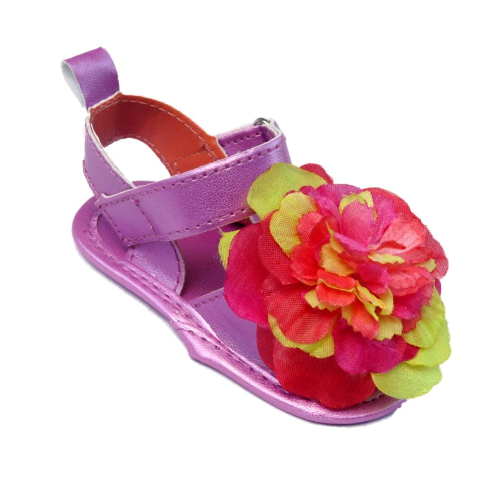 Rising Star Infant Girls Purple Pink Flower Sandals Soft Baby