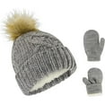 thumbnail image 1 of Rising Star Infant Hat and Mittens Set, 0-24 Months, Baby Winter Beanie and Gloves, Baby Girl Hats and Mittens, Faux Fur Gray, 1 of 8