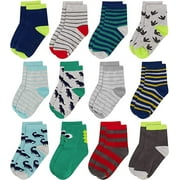 Rising Star Unisex Crew Kids Socks for Toddlers (12 Pack - With Grippers) - Dinosaur