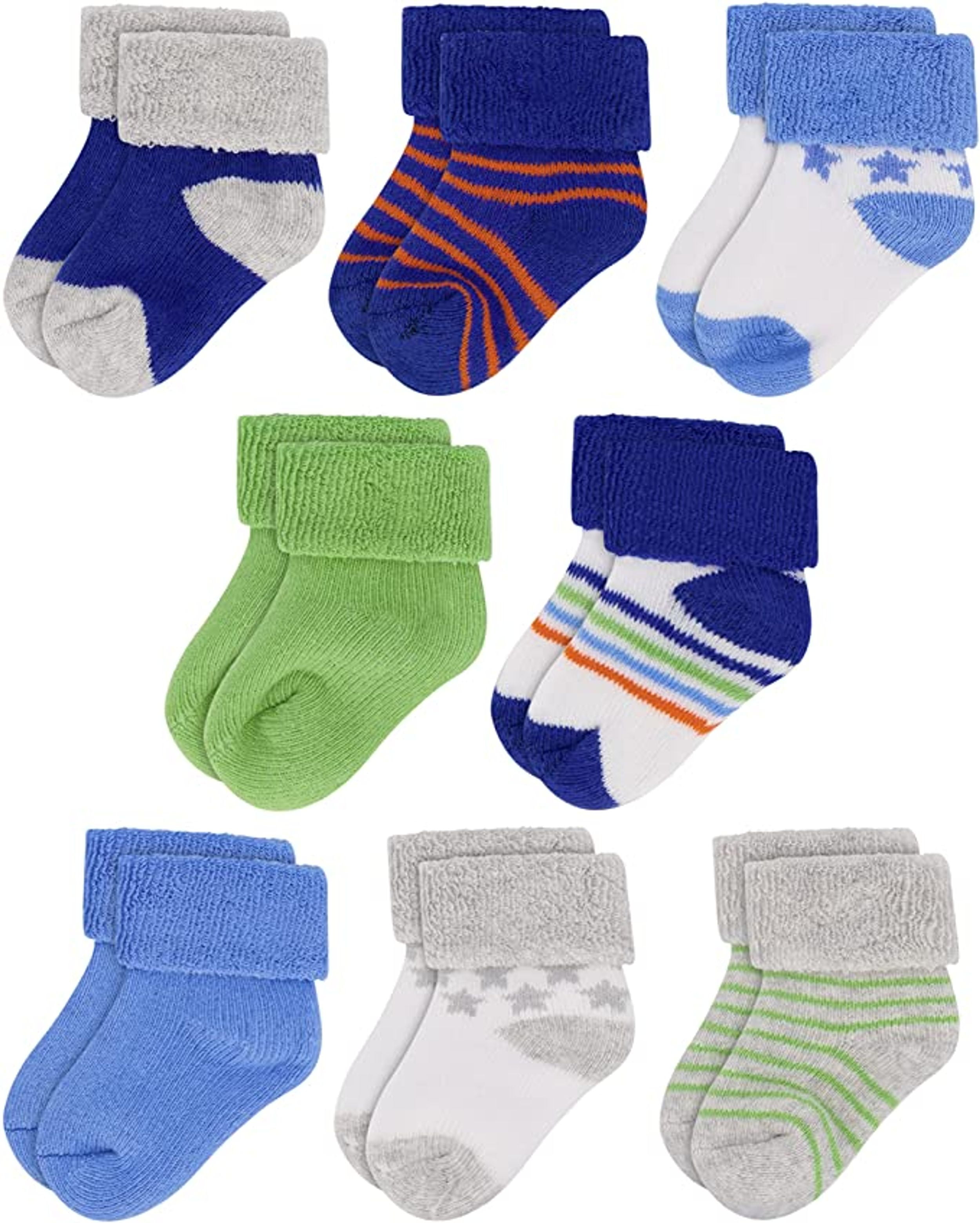 Rising Star Unisex Infant Cotton Terry Crew Baby Socks for 0 12