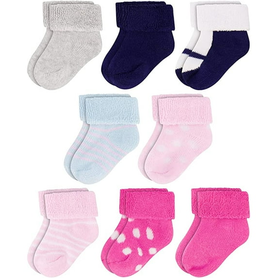 Rising Star Unisex Infant Cotton Terry Crew Baby Socks for 0-12 Months (12 Pack)