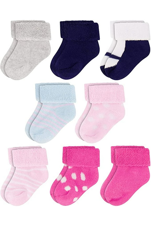 Unisex Infant Cotton Terry Crew Baby Socks for 0-12 Months (12 Pack)