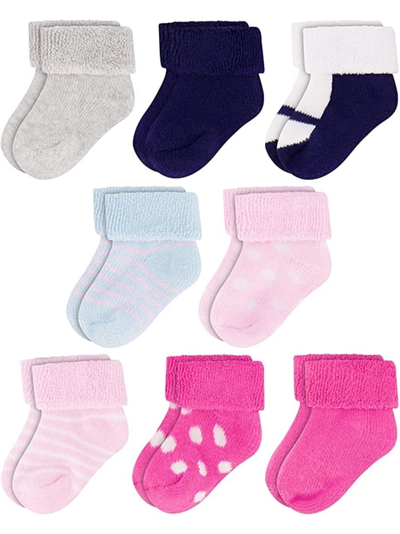 Unisex Infant Cotton Terry Crew Baby Socks for 0-12 Months (12 Pack)