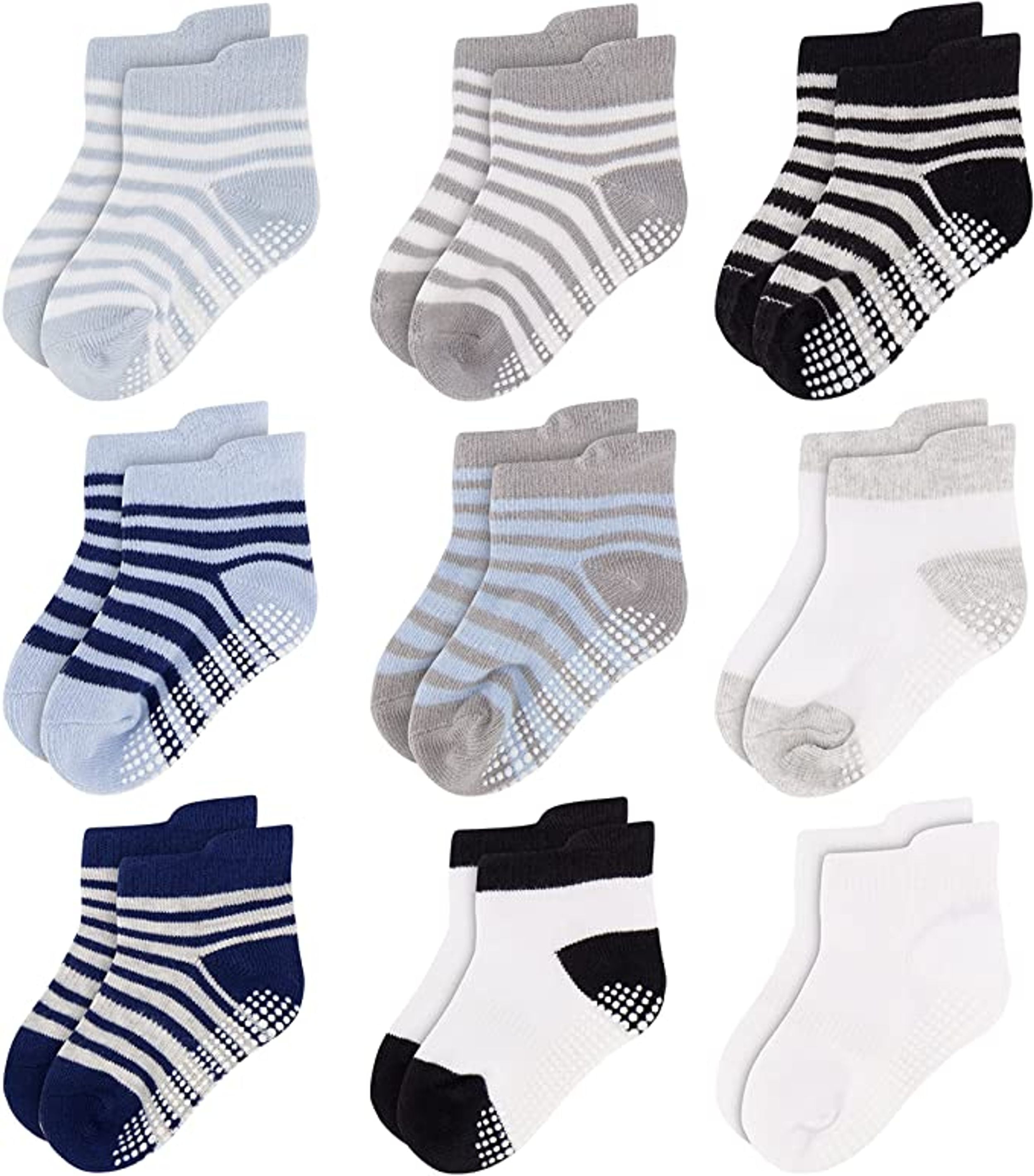Rising Star Unisex Non Slip LowCut Grip Socks for Infants and Toddlers (9 Pack)