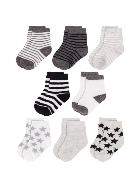 Unisex Toddler Socks, Baby Boy Socks, 8 Pack - Organic Quarter Baby Socks for Infants, Soft Breathable Cotton, Neutral Colors