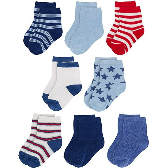 Rising Star Unisex Toddler Socks, Baby Boy Socks, 8 Pack - Organic Quarter Baby Socks for Infants, Soft Breathable Cotton, Neutral Colors