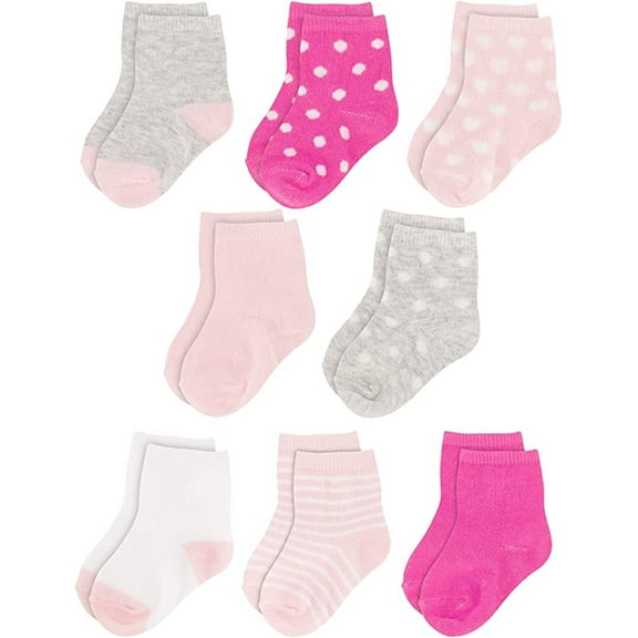 Rising Star Toddler Socks, Baby Socks Girl, 8 Pack – Organic Quarter Socks for Newborns & Infants, Soft Breathable Cotton