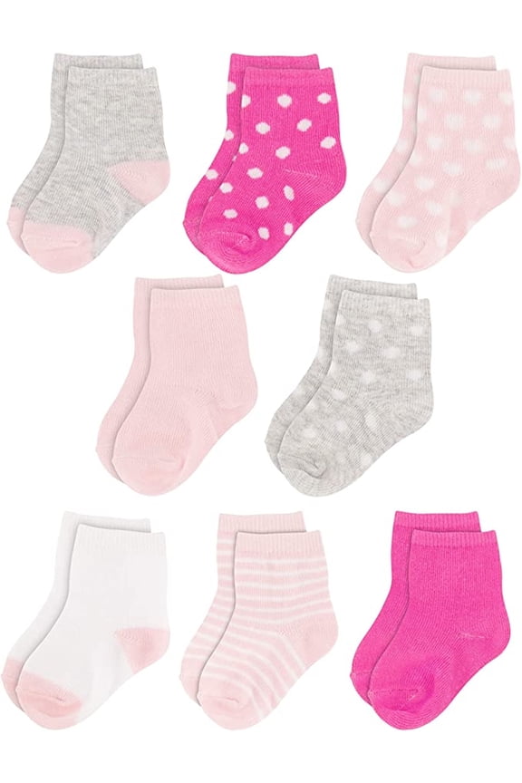 Toddler Socks, Baby Socks Girl, 8 Pack – Organic Quarter Socks for Newborns & Infants, Soft Breathable Cotton