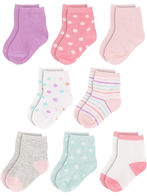 Unisex Toddler Socks, Baby Boy Socks, 8 Pack - Organic Quarter Baby Socks for Infants, Soft Breathable Cotton, Neutral Colors