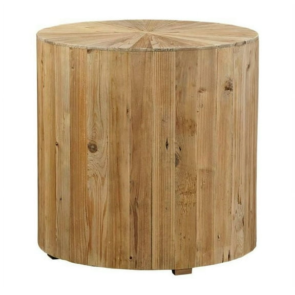 Rising Sun 24-inch Diameter Round Reclaimed Pine Cylinder Side Table