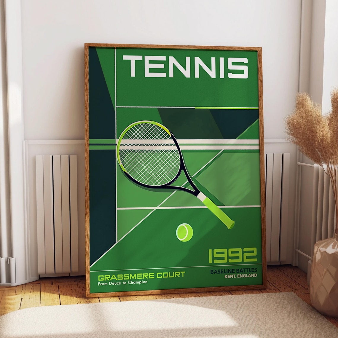 Tennis Racket Poster - Tennis Court Sports Wall Decor - 1992 Tennis ...