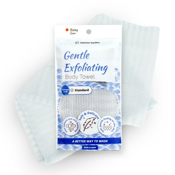 Rising Sun: Deluxe Japanese Exfoliating Bath Cloth & Shower Scrub Towel, Thorough Cleansing for Body, Back & Face, Fast Drying, Rich Foam Lather, Dead Skin Cell Removal, Unisex Loofah Alternative
