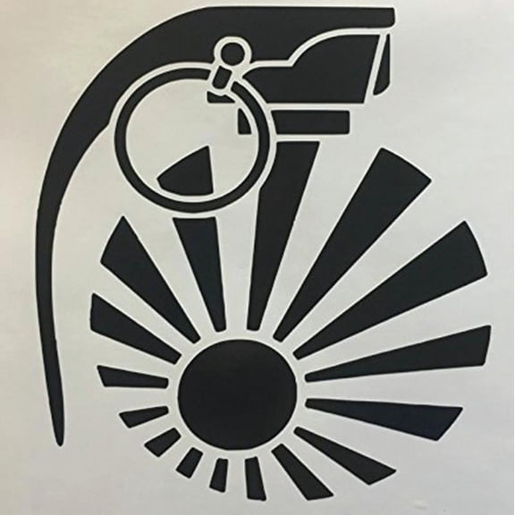 Rising Sun Grenade JDM Sticker Decal | 5-Inches | Black Vinyl Decal