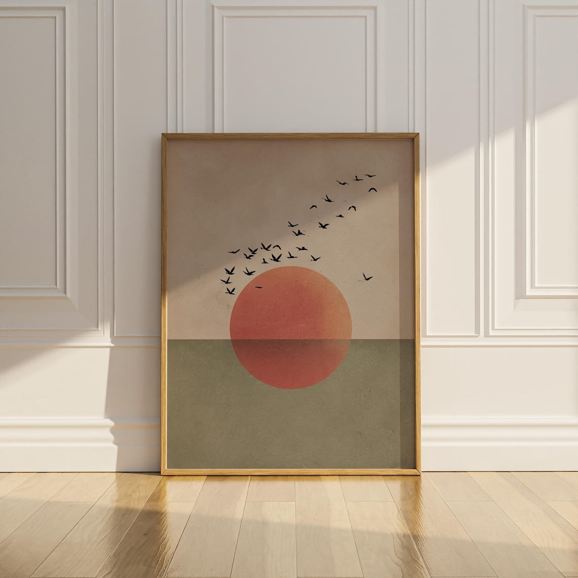 Rising Sun Japanese Flock Of Birds Vintage Japandi Ukiyo E Minimalist ...