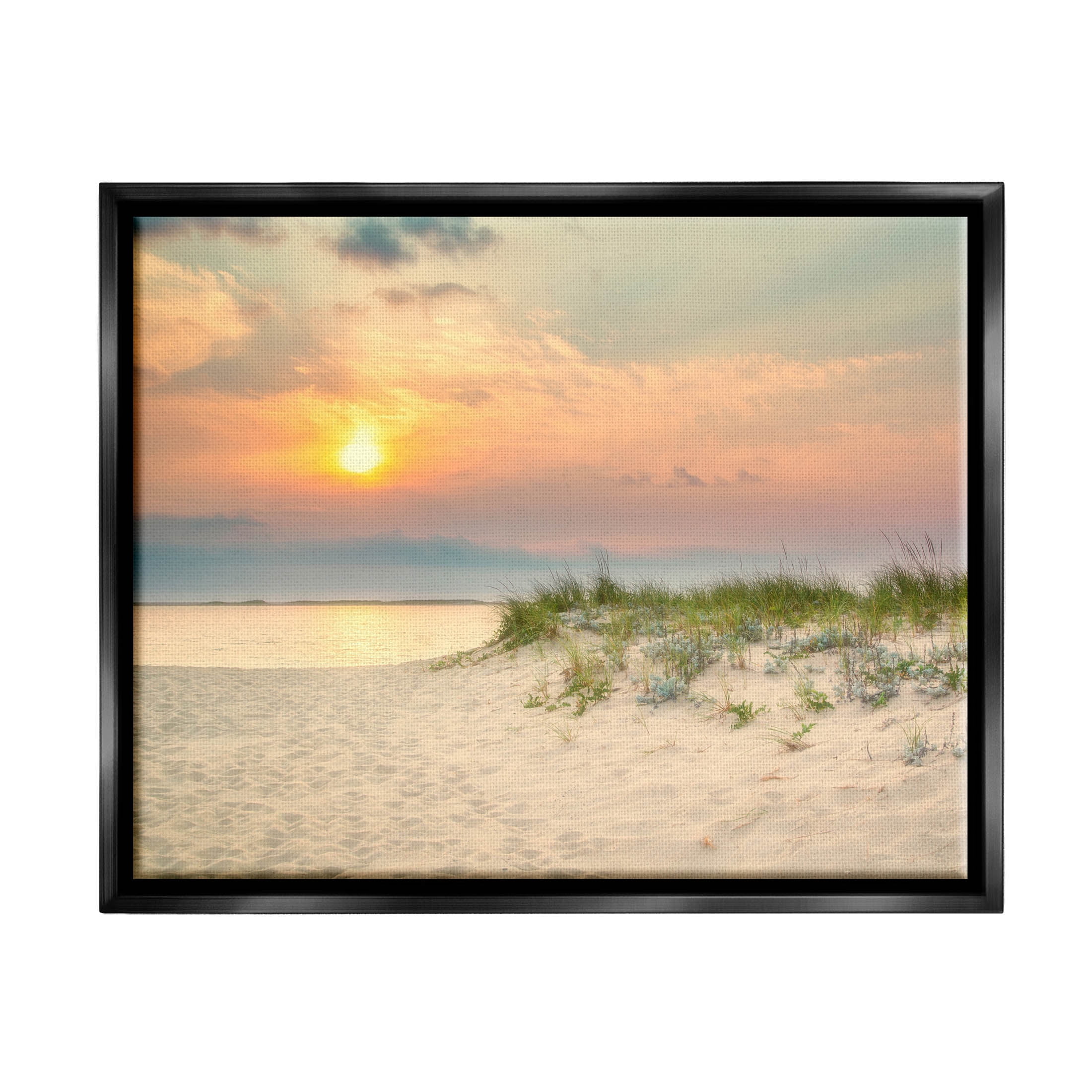 Rising Sun Seaside Beach Morning Coastal Photograph Jet Black Framed Art Print Wall Art