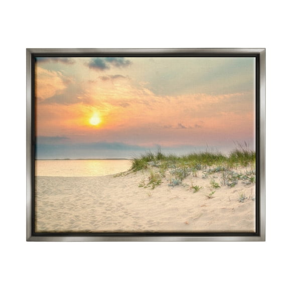 Rising Sun Seaside Beach Morning Coastal Photograph Luster Gray Framed Art Print Wall Art