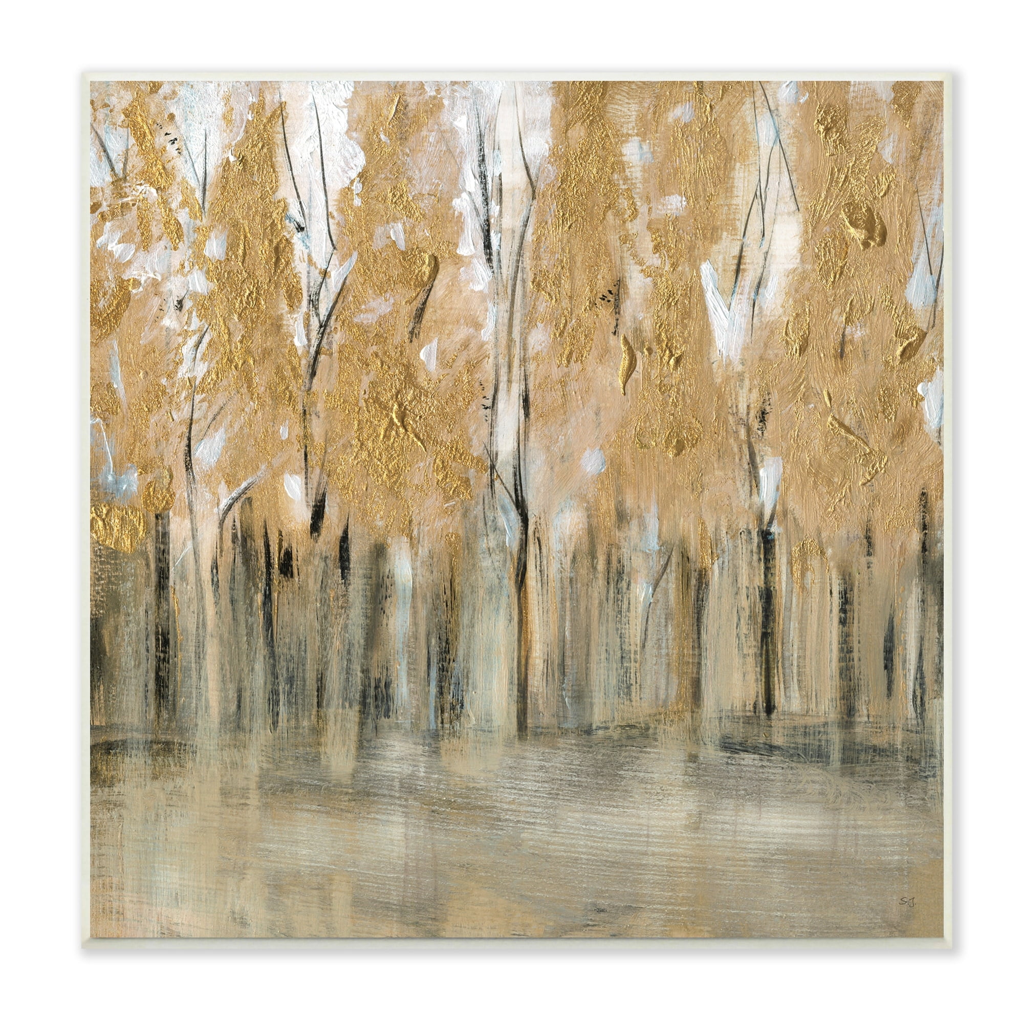 Rising Tree Forest Abstract Nature Landscape Brown Grey 12 in x 12 in Framed Painting Art Print, by Stupell Home Décor