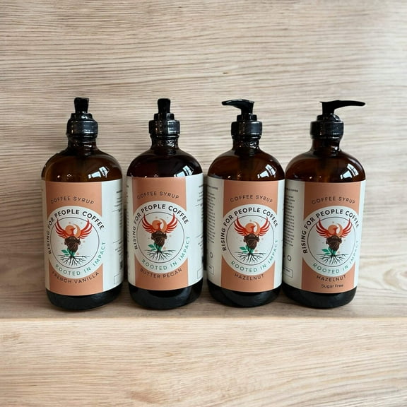 Rising for People Coffee French Vanilla Coffee Syrup, organic and Fair Trade, 16 fl oz.