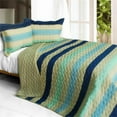 thumbnail image 1 of Rising to the Top - 3 Pieces Vermicelli-Quilted Patchwork Quilt Set  Full & Queen Size - Blue, 1 of 1