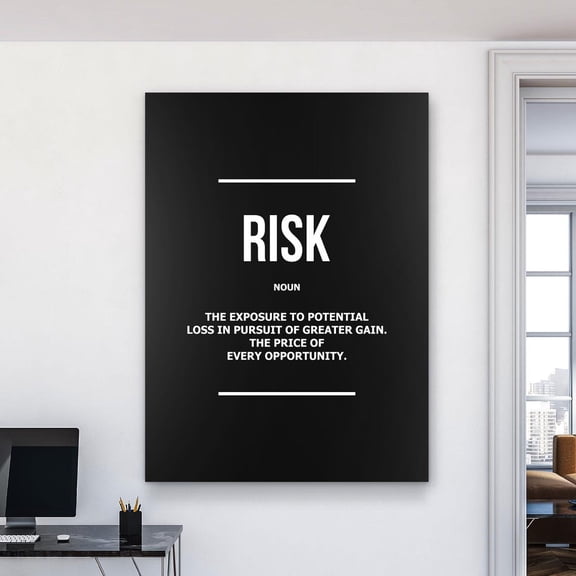 Risk Definition Typography Wall Art – Motivational Minimalist Poster For Office, Trader Decor, Business & Entrepreneur Poster Home Decor, 8x12 UNFRAMED