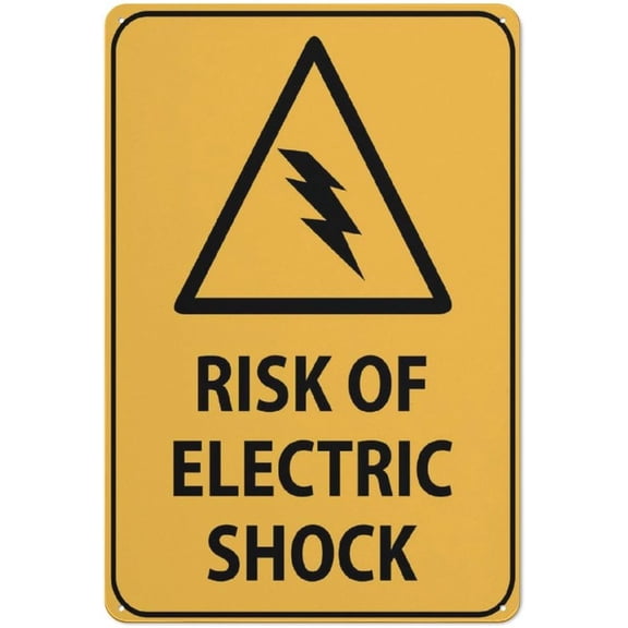 Risk Of Electric Shock Reflective Aluminum Sign - 8"x12", Rust Free, Weather Resistant, Waterproof, Easy To Mount - Factory, Lab, Workshop, Electrical Room