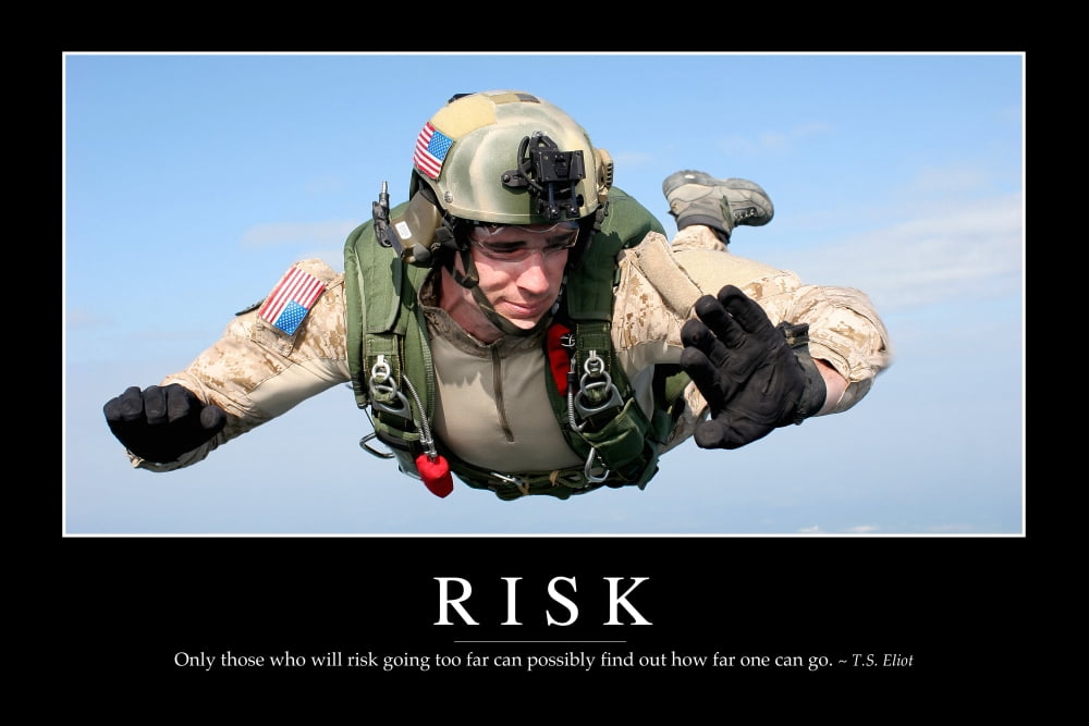 Risk Inspirational Quote and Motivational Poster Canvas Art - Stocktrek Images (34 x 23)