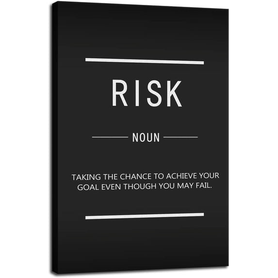 Risk Noun Inspirational Wall Art Inspirational Posters Inspiration Pictures Inspiring Entrepreneurs Quote Home Wall Decoration Office Decoration Print Artwork Frame Ready to Hang12x18