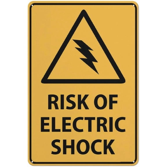 Risk Of Electric Shock Sign 8"x12" Outdoor UV Printed Aluminum, Weatherproof Security For Home Or Business, Electric Shock Risk Marker