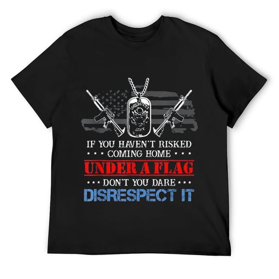 Risked Coming Home Under A Flag Veteran T Shirts For Men T-Shirt Black