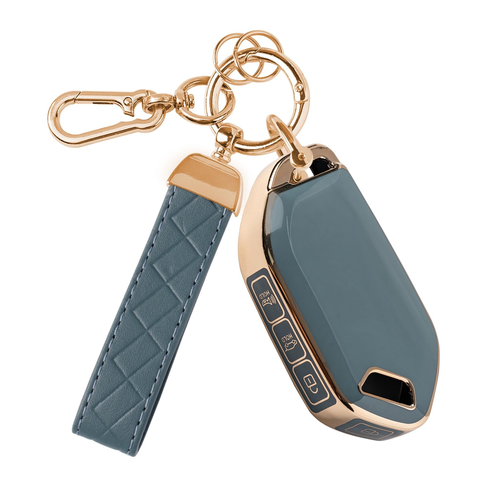 Rislobx Key Fob Cover Fit for Kia, Car Key Case with Leather Lanyard