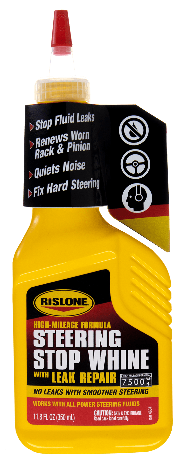 Rislone High Mileage Steering Stop Whine with Leak Repair 4604 Power Steering Fluid, 11.8 oz