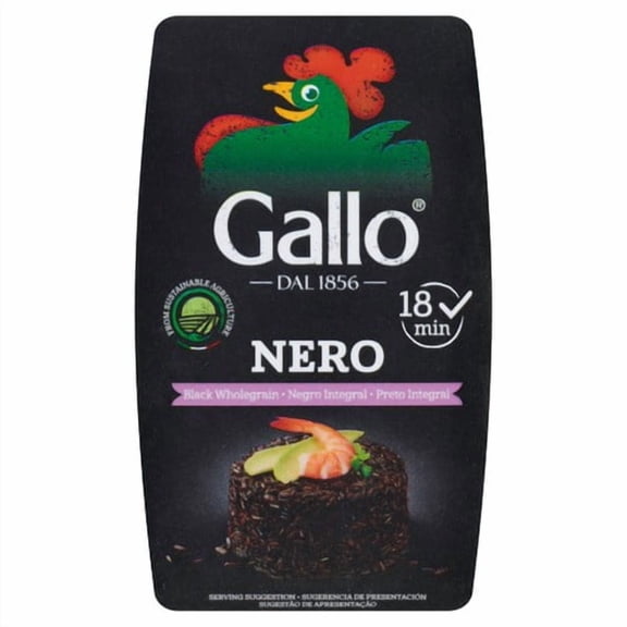 Riso Gallo Black Wholegrain Rustico 500g, British Import (Pack of 3)
