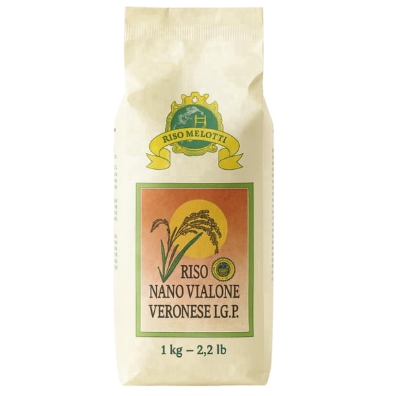 Riso Melotti Nano Vialone Veronese IGP Risotto Rice, Medium Grain Italian Rice, 2.2 lb (1 kg)