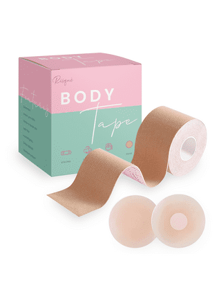 PUREVACY Breast Lift Tape 2 x 16.4 Inch. Beige Polyurethane 1 Roll of Bra  Tape for Strapless Dress and 2 Pack of Nipple Covers. Self Seal Chest Tape  for Women. Invisible All