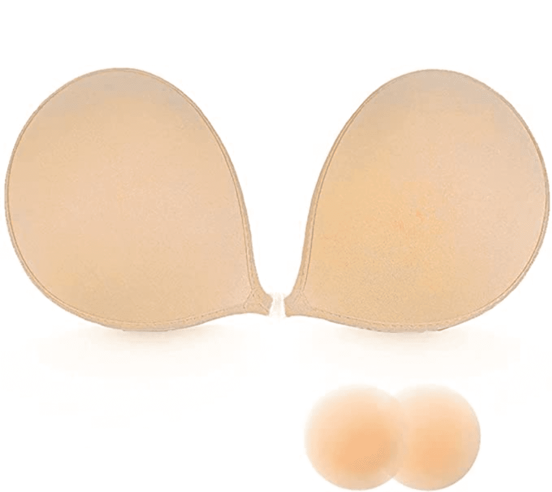 Risque Strapless Adhesive Bra - Backless with Reusable Silicone Nipple  Covers C-cup 32/70C 34/75C 36/80B 38/85B 