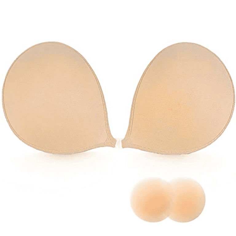 Risque Strapless Adhesive Bra - Backless with Reusable Silicone Nipple  Covers C-cup 32/70C 34/75C 36/80B 38/85B