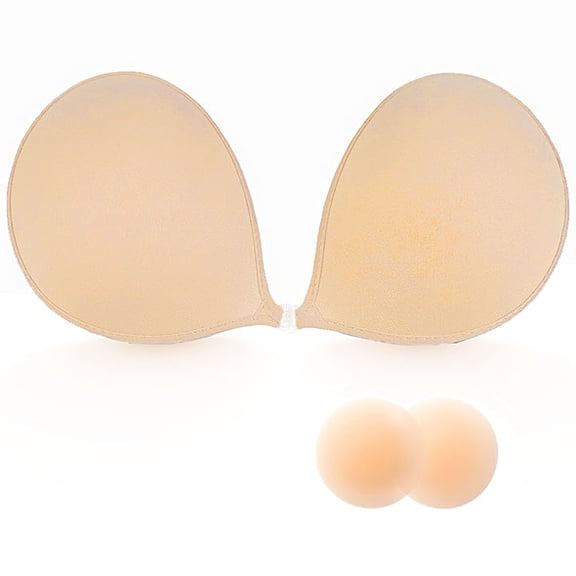 Risque Strapless Adhesive Bra - Backless with Reusable Silicone Nipple Covers D-cup 32/70D 34/75D 36/80C(D) 38/85C(D)