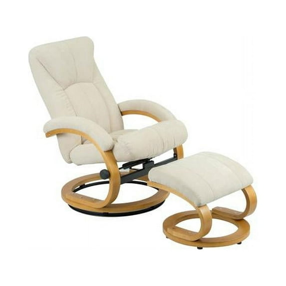 Rissanti 3105B-Cream 37 x 26 x 42 in. Palermo Turin Manual Swivel Recliner with Ottoman - Cream