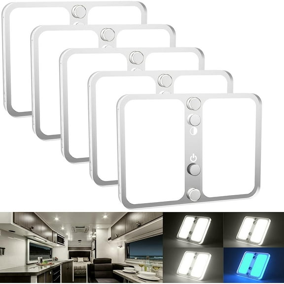 RISTOW, Natural White Blue Acrylic Aluminum 4.25"X3.15" RV LED Interior Lights, for Boat 5 Pack