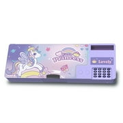 Ristpal Multi Function Cute Pencil Box (6-12), With Calculator,Sharpener, Cute Stationery Supplies (Purple)