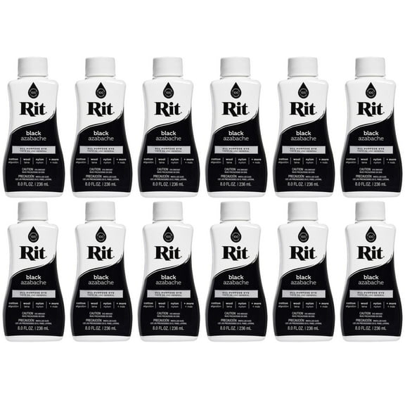 Rit All-Purpose Liquid Dye, 8 Ounce, Black - 12 Pack