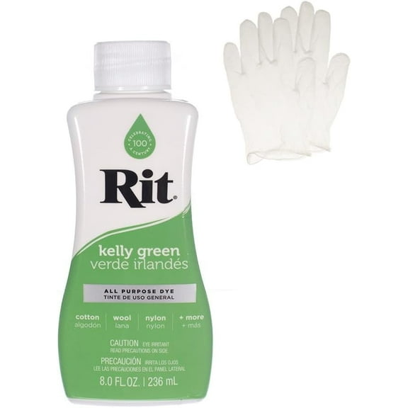 Rit All Purpose Liquid Dye, Kelly Green with Gloves, 8 fl. oz