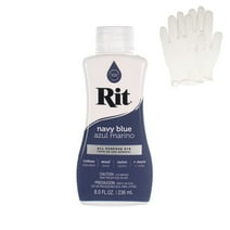 Rit All Purpose Liquid Dye for Cotton, Linen, Rayon, Silk, Wool, and Nylon Fabrics – Navy Blue 8 fl oz. with Gloves Included