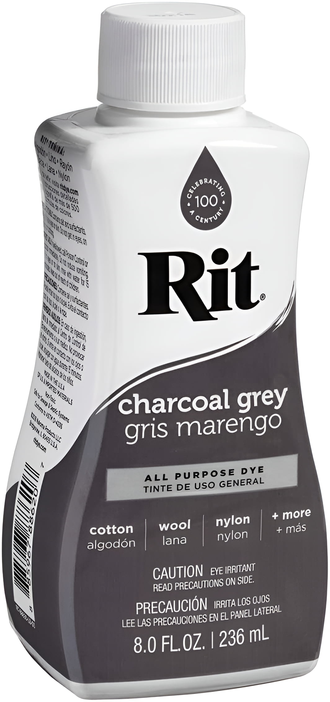 Rit All-Purpose Permanent Charcoal Grey Liquid Dye for Cotton, 8 fl oz