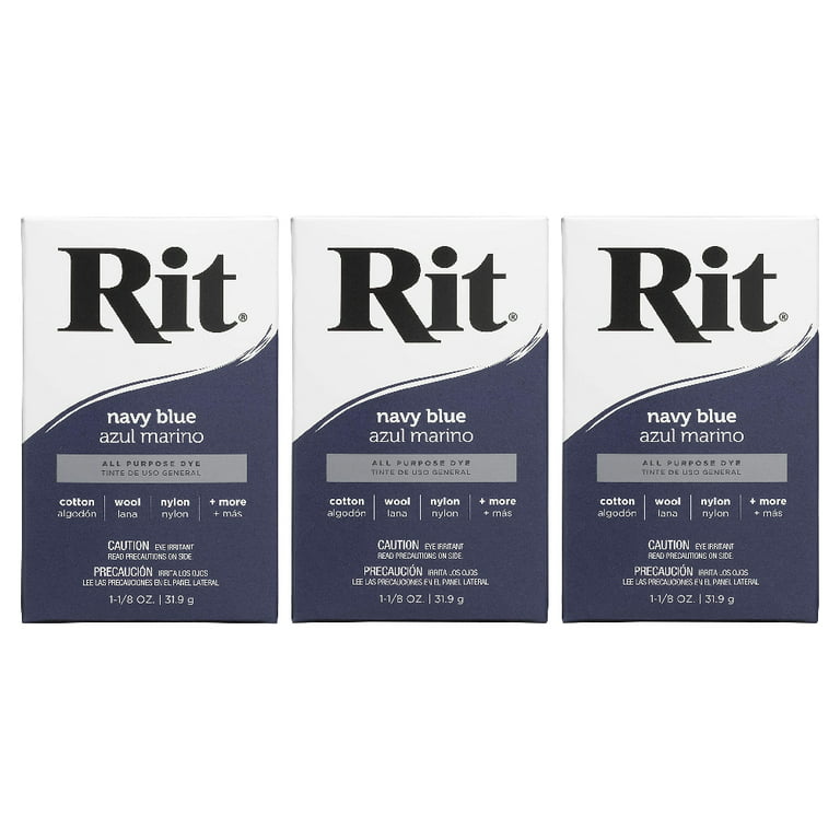 Rit All Purpose Powder Dye 1-1/8 oz Fabric Clothes Wood Crafts Navy Blue, 3  Pack