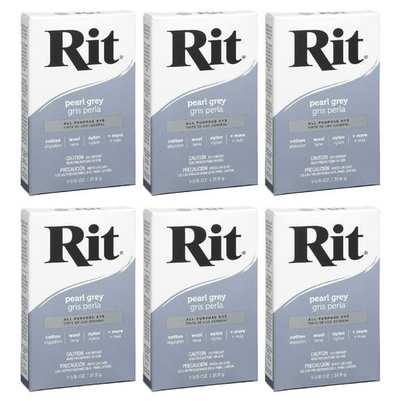 Rit All-Purpose Powder Dye, Pearl Grey, 1.125 oz (6 pack)