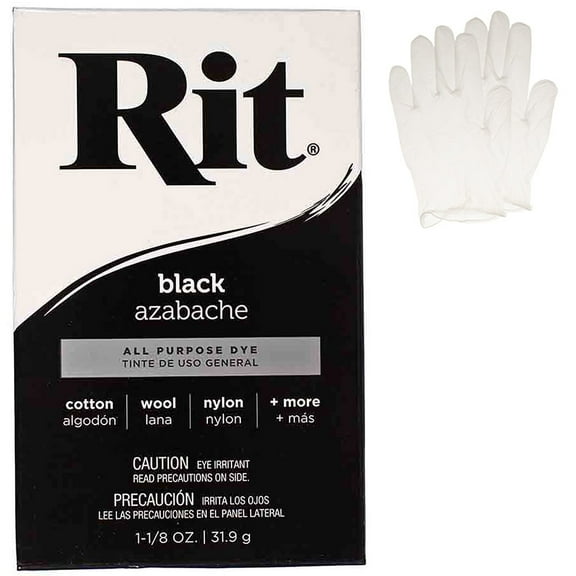 Rit All Purpose Powder Dye – Single Pack with Gloves for Clothing, Décor, and Crafts – Black